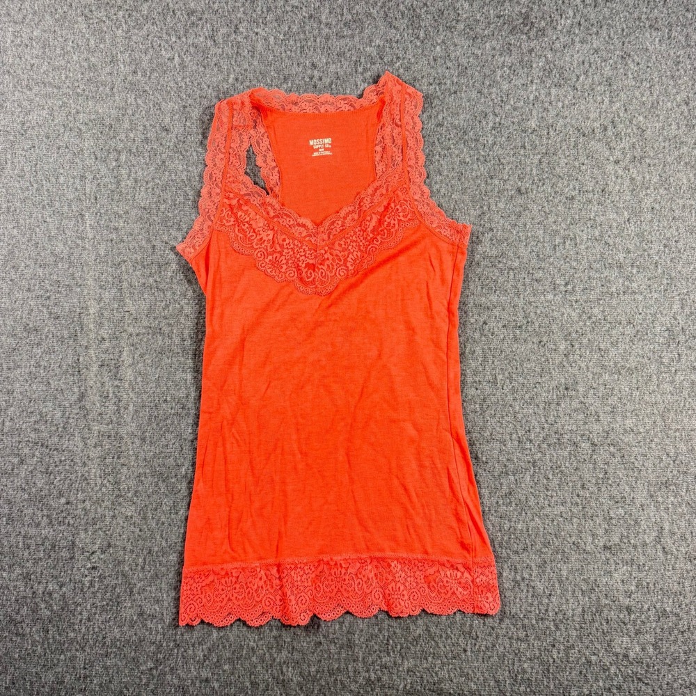 Mossimo Supply Co Womens Orange Lace Trim Racerback Cami Tank Top Size M